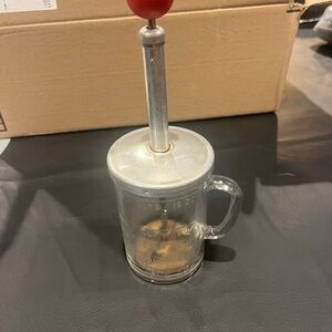 Vintage Glass chopper  with Red Handle